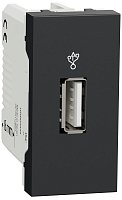 Розетка USB тип A без рамки Schneider Electric Unica Modular 1-м. 1 мод. 2400мА антрацит